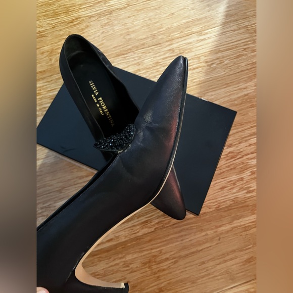 Formal black fabric Silvia Florentina beaded ornament pumps - Picture 6 of 13